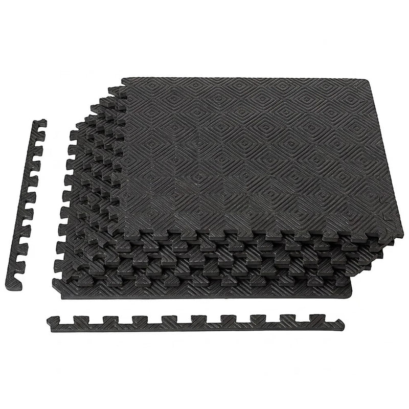 Gym Floor Mat 10mm - Anti-Slip Waterproof EVA Puzzle Mat - 24×24 Inch - Set of 4