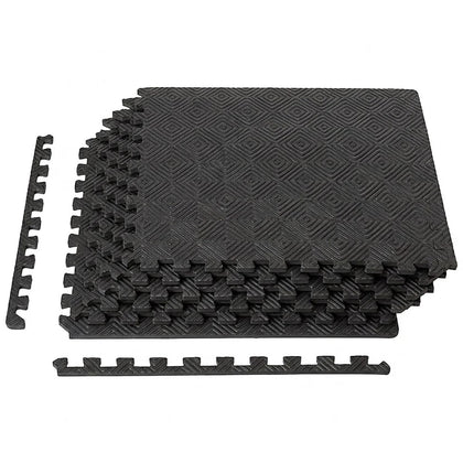Gym Floor Mat 10mm - Anti-Slip Waterproof EVA Puzzle Mat - 24×24 Inch - Set of 4