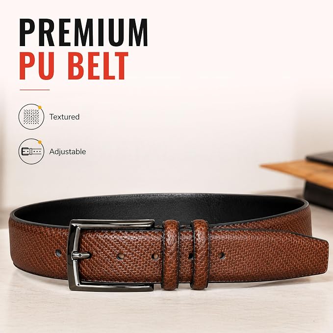 Belt for Men | Adjustable PU Leather Belt | Tan