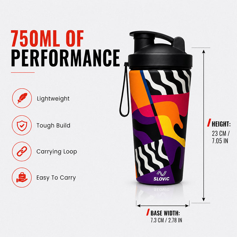 750 ml Stainless Steel Shaker Bottle | 4D Printed | Leakproof Gym Shaker