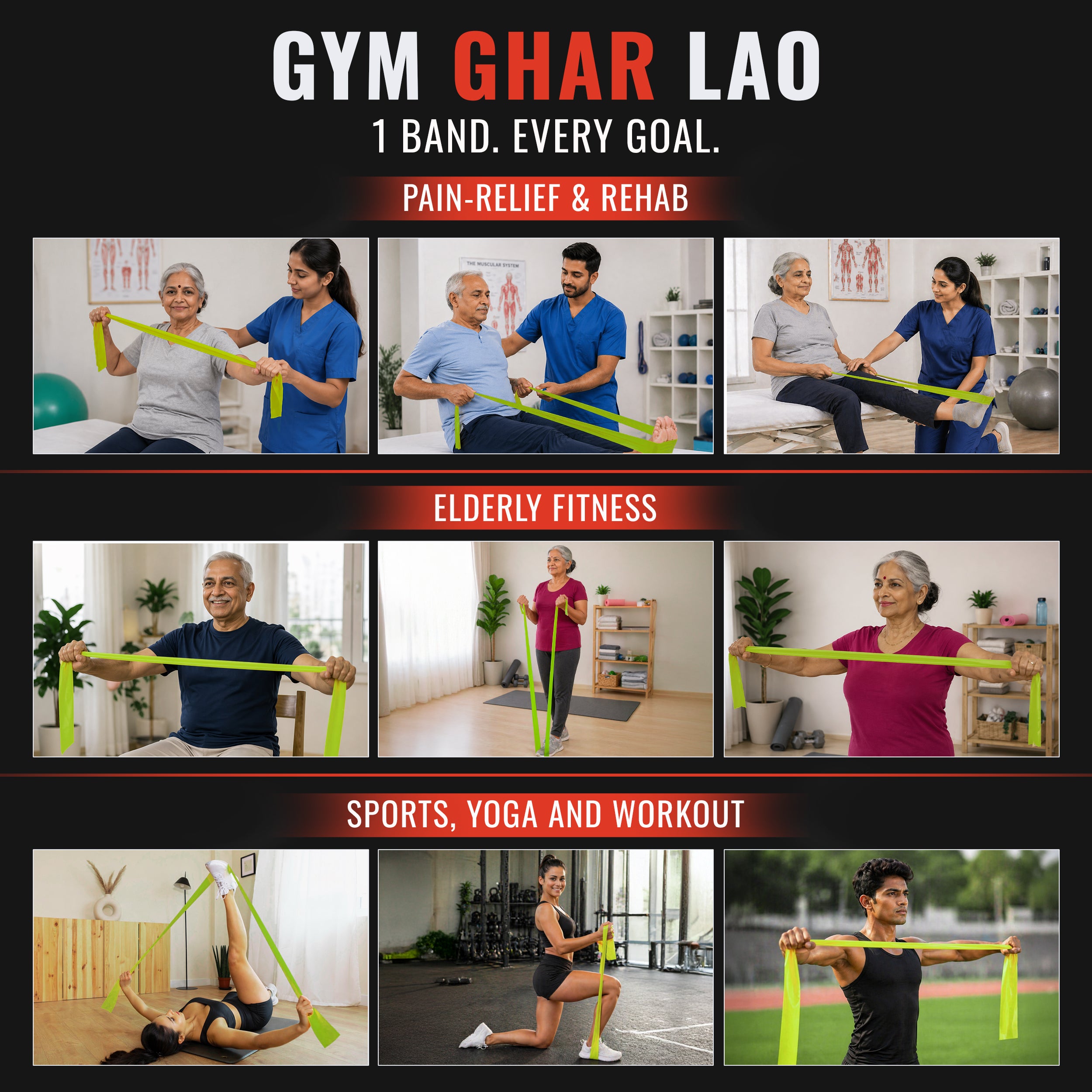 Light Resistance Thera Band | Comfortable Latex Band for Rehab, Toning & Beginner Workouts