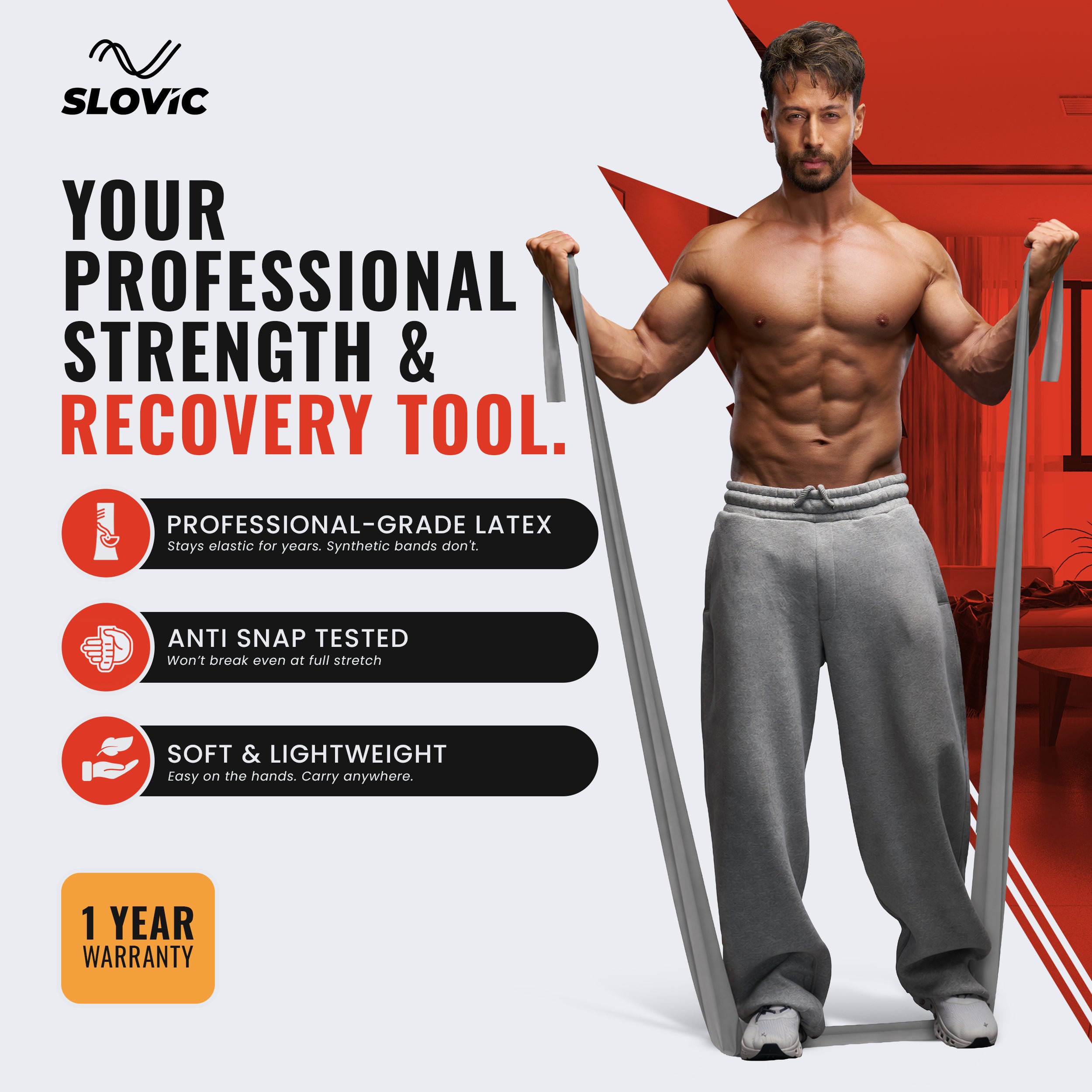 Extra–Heavy Resistance Thera Band | Comfortable Latex Band for Rehab, Toning & Beginner Workouts