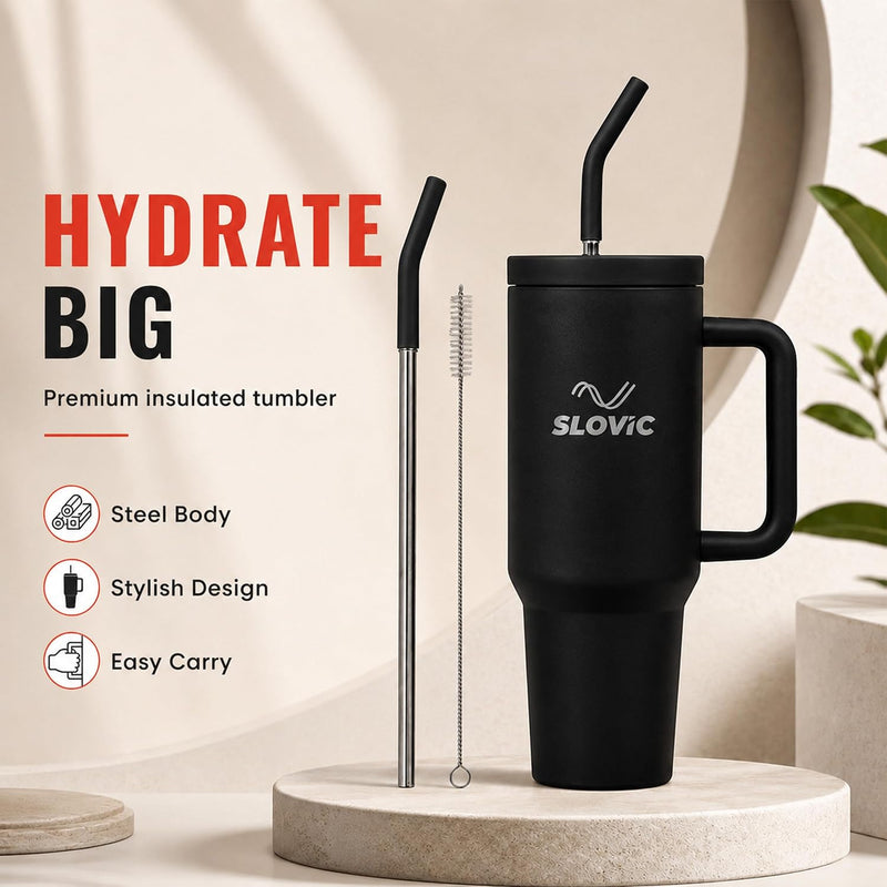 1.2L Stainless Steel Tumbler with Straw