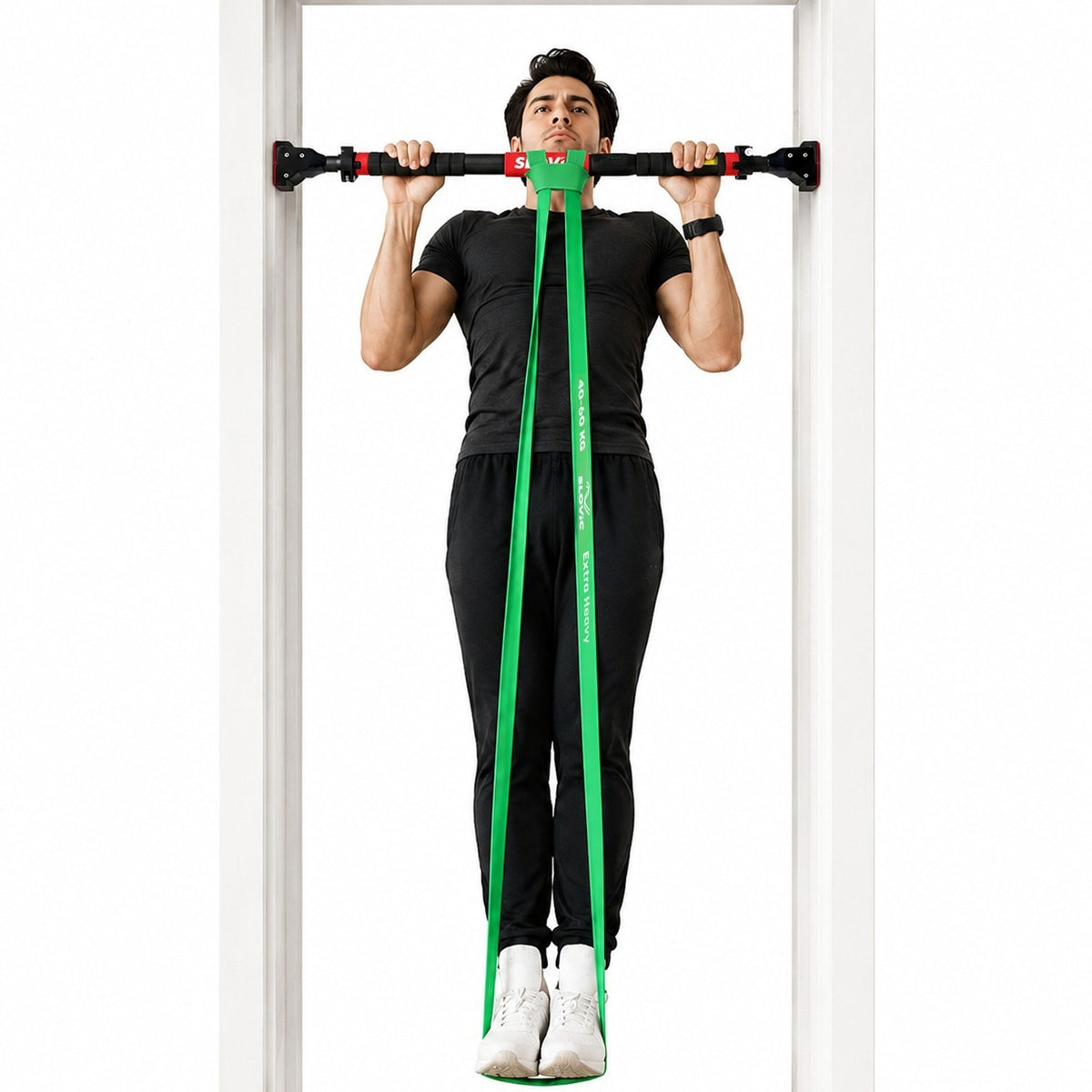 Pull-Up Assist Combo 200 KG Pull Up Bar + 40–60 KG Resistance Band