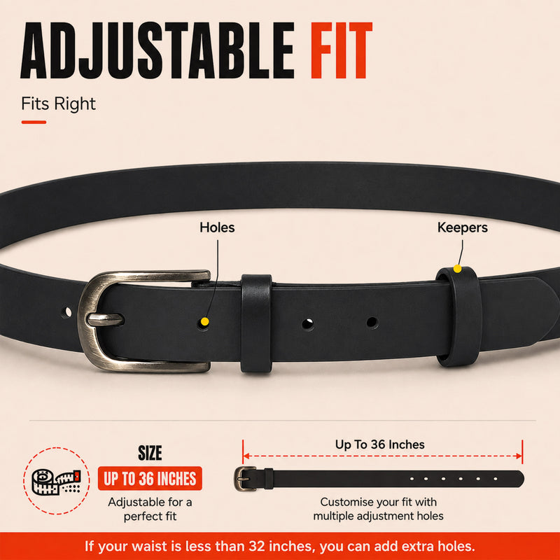 Women’s Black Pin Buckle Belt - Stylish Adjustable Waist Belt for Casual & Formal Wear
