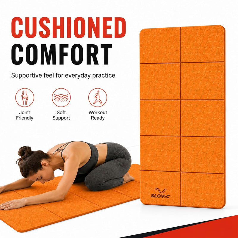 4 MM-TPE Foldable Yoga Mat for Men & Women - Orange