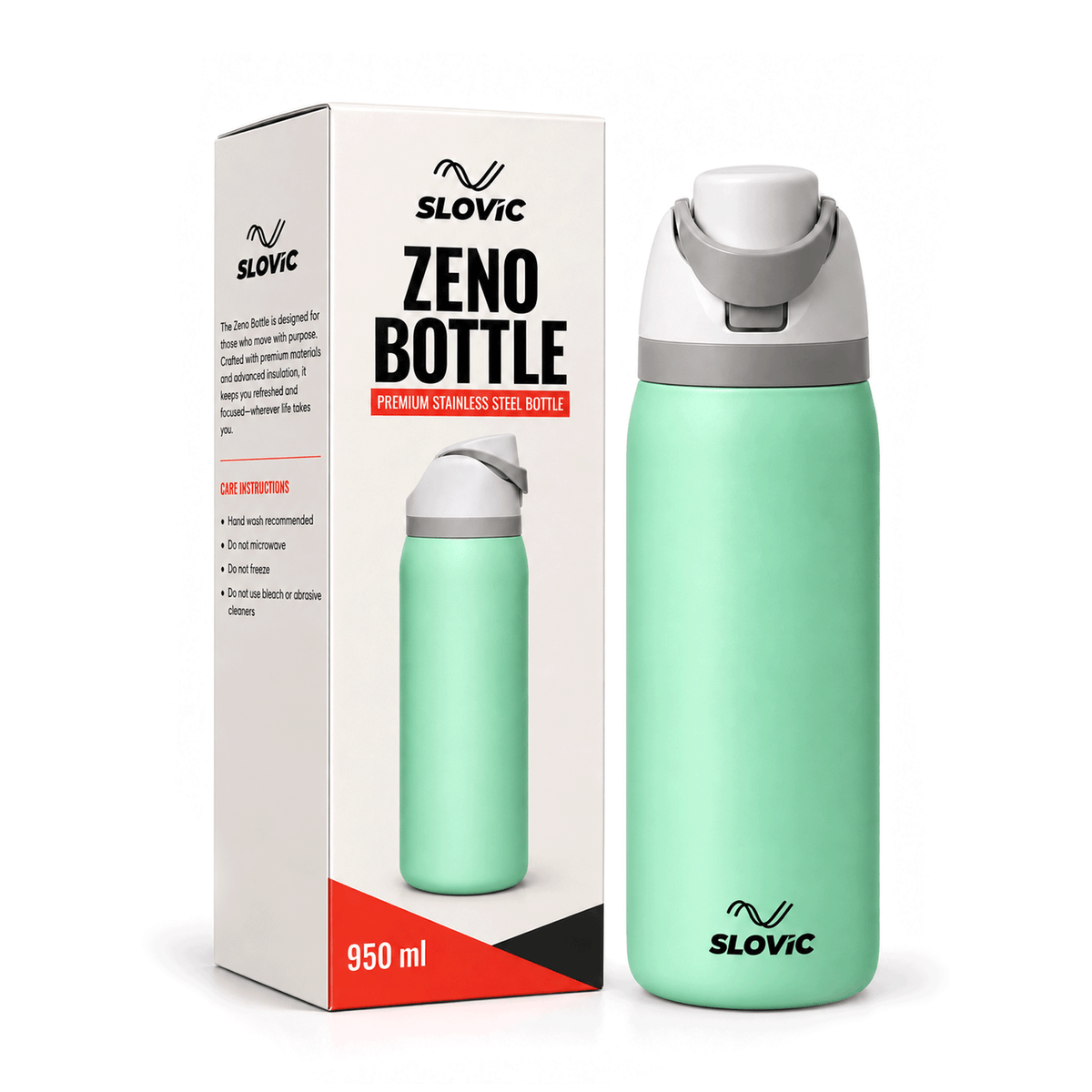 Insulated Zeno Bottle Water Bottle 950 ML - Stainless Steel Bottle - 24 Hrs Cold & 12 Hrs Hot