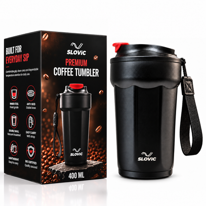 Heat Lock Coffee Tumbler 400ml - Black - Travel Mug
