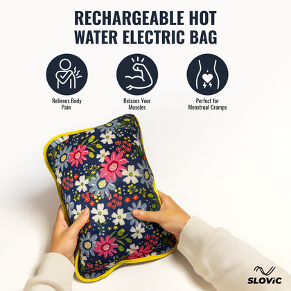 Rechargeable Electric Hot Water Bag for Pain Relief– Blue Flowers