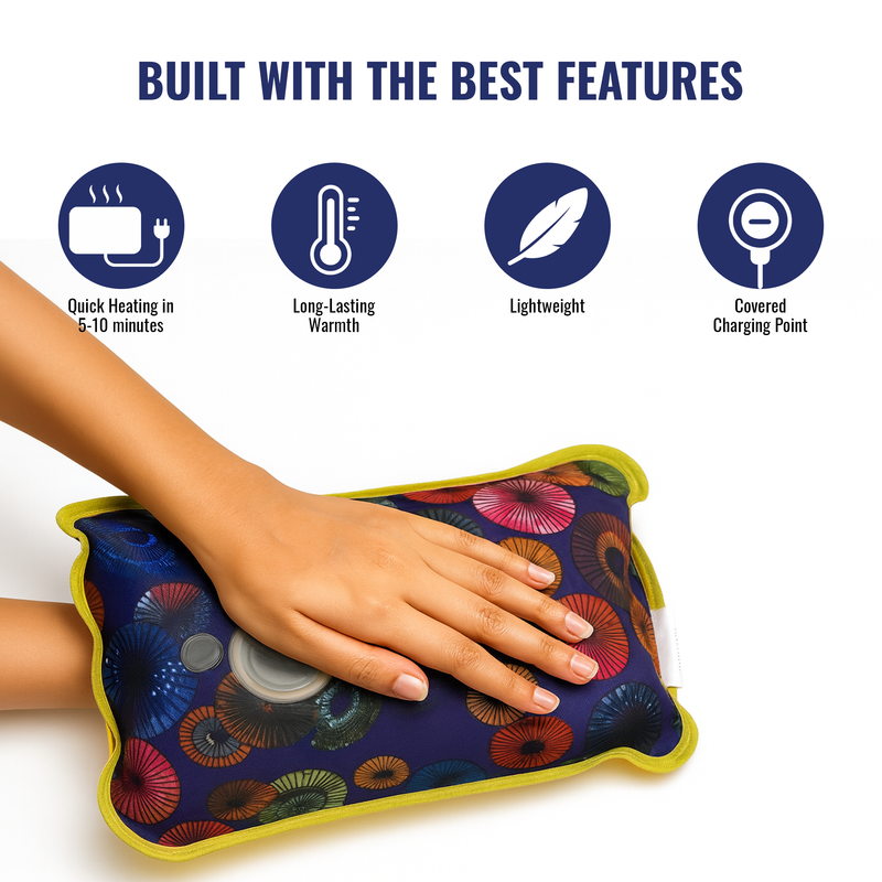 Rechargeable Electric Hot Water Bag for Pain Relief - Circular Purple