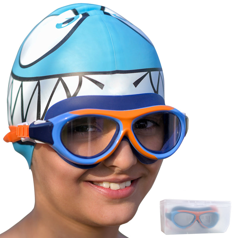 Swimming Goggles for Kids (6–14 Years) – Orange, Anti-Fog, UV Protection, Adjustable Strap