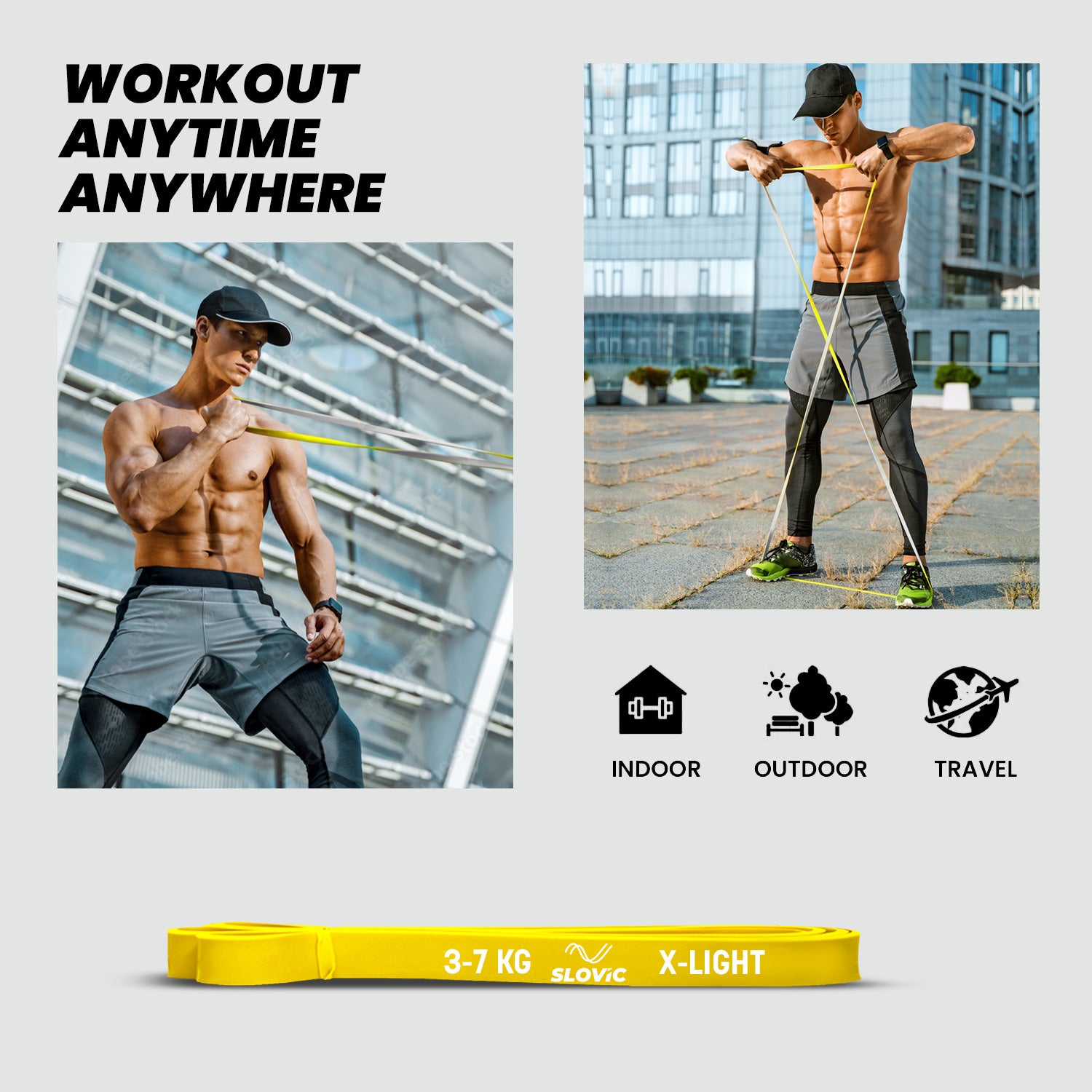 SLOVIC Resistance Band 3-7 Kg (Yellow & Grey)