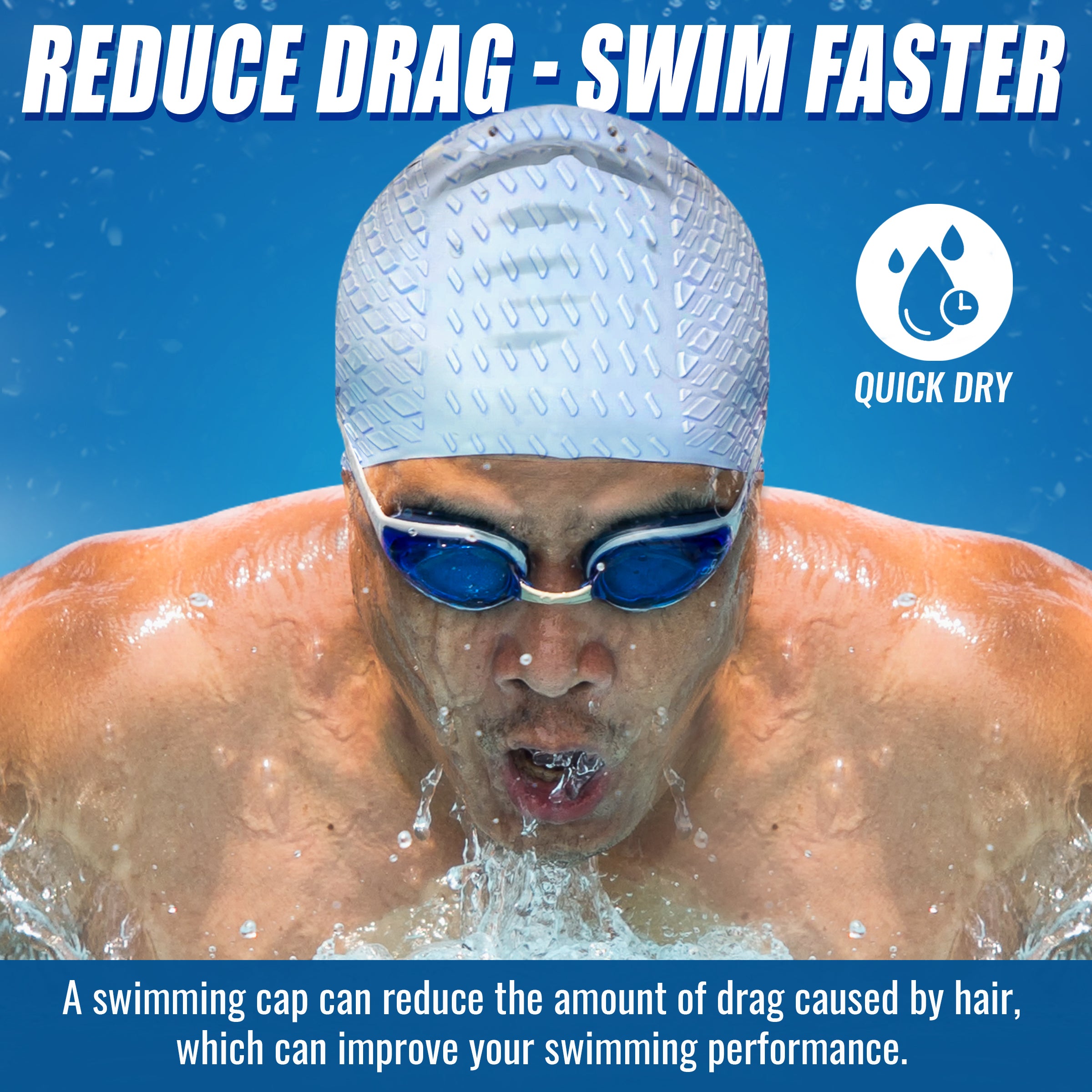 Slovic Silicone Swimming Cap for Men & Women (Blue)