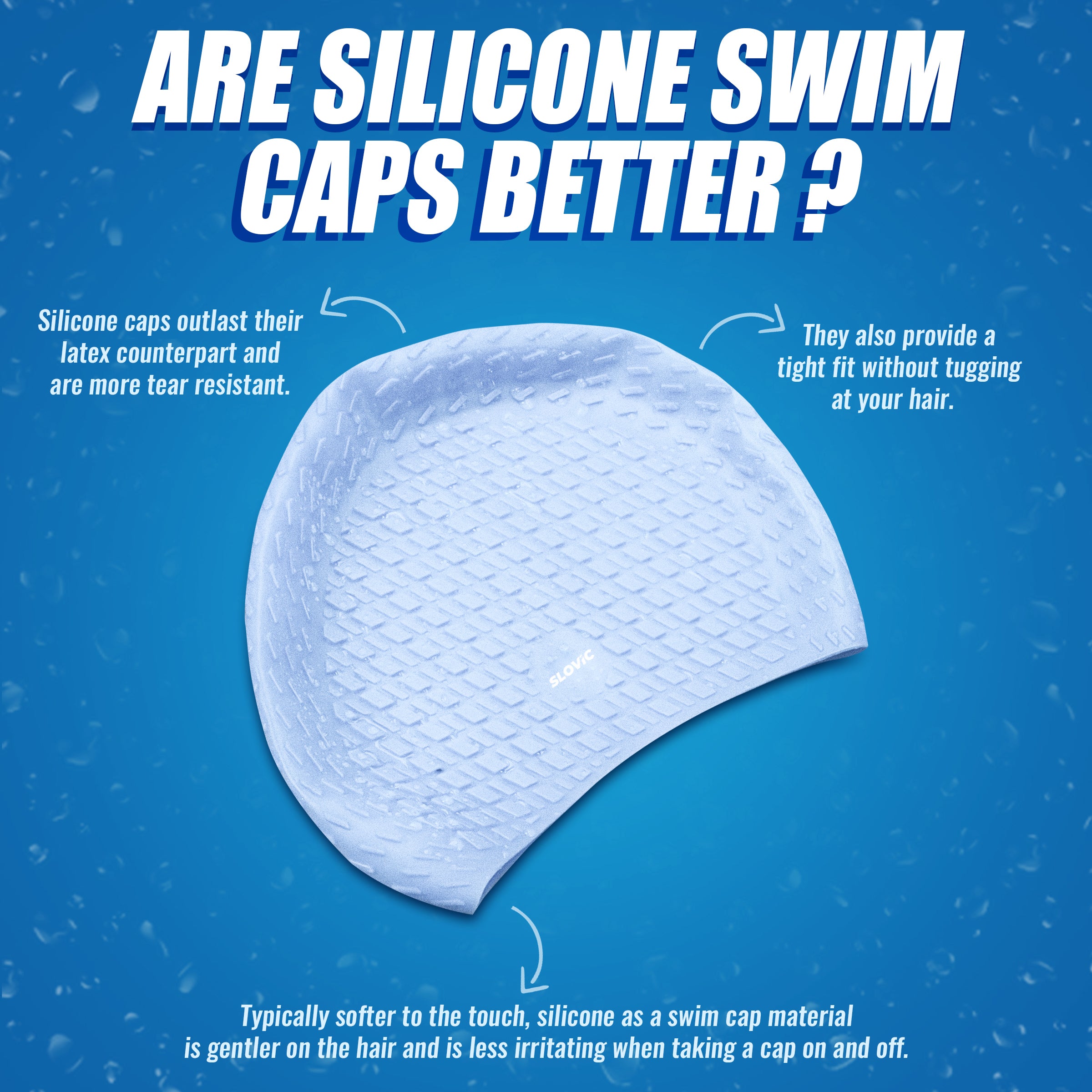 Slovic Silicone Swimming Cap for Men & Women (Blue)