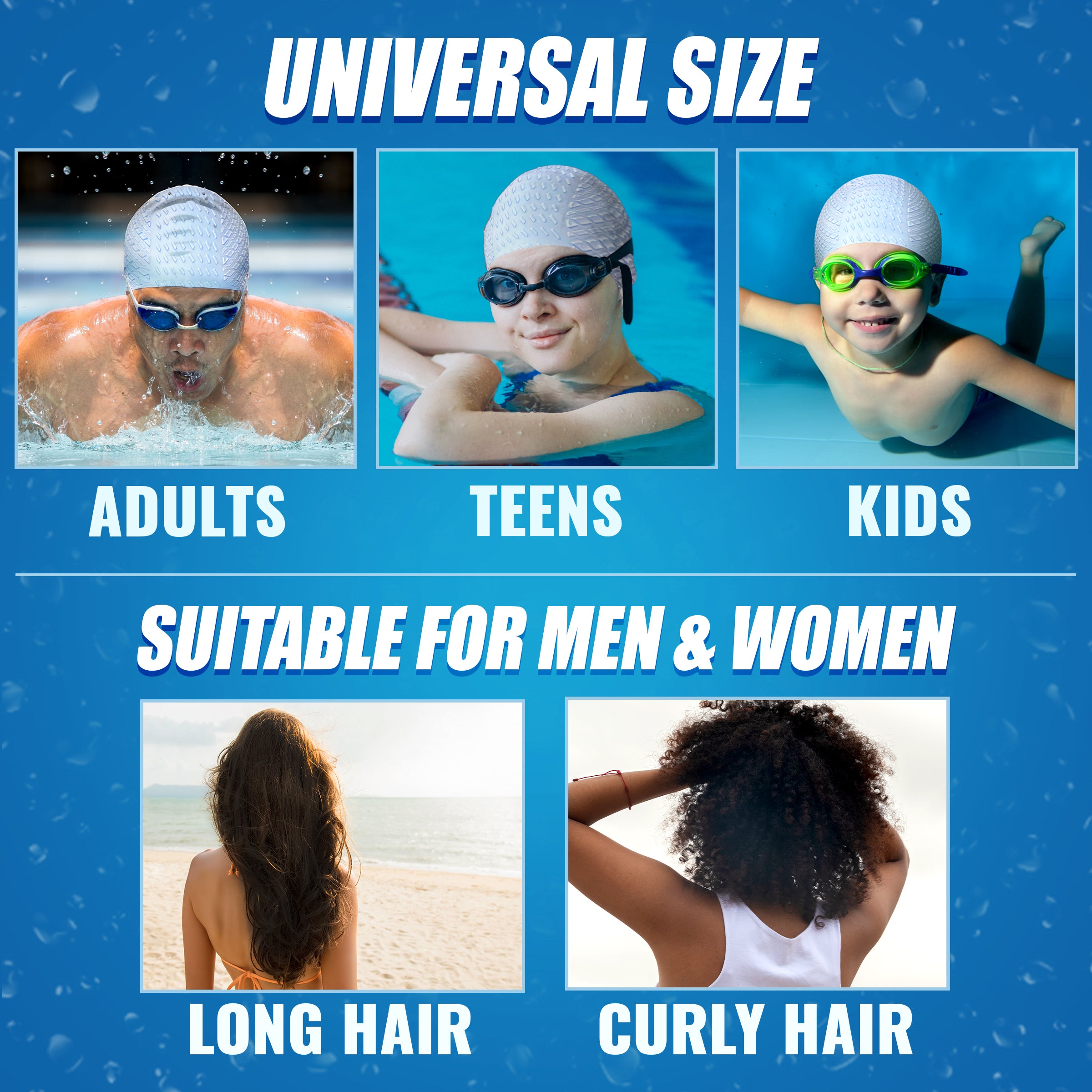 Slovic Silicone Swimming Cap for Men & Women (Blue)