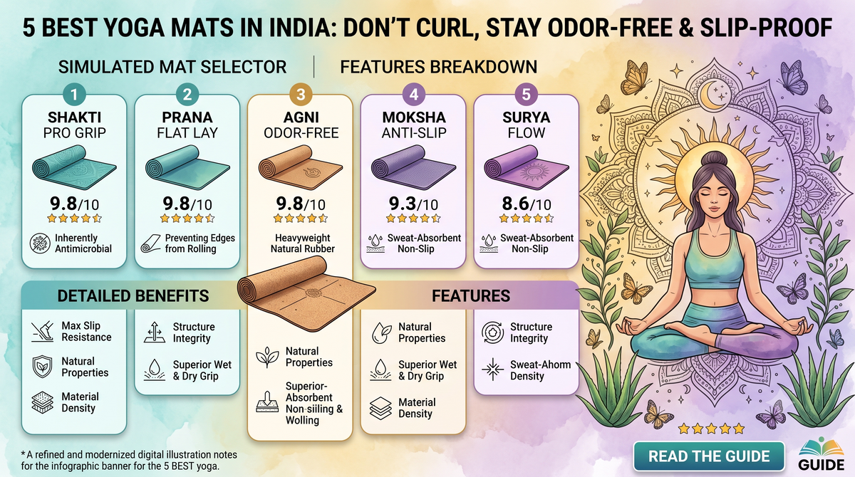 5 Best Yoga Mats in India That Don't Curl, Stay Odour-Free & Slip-Proof 