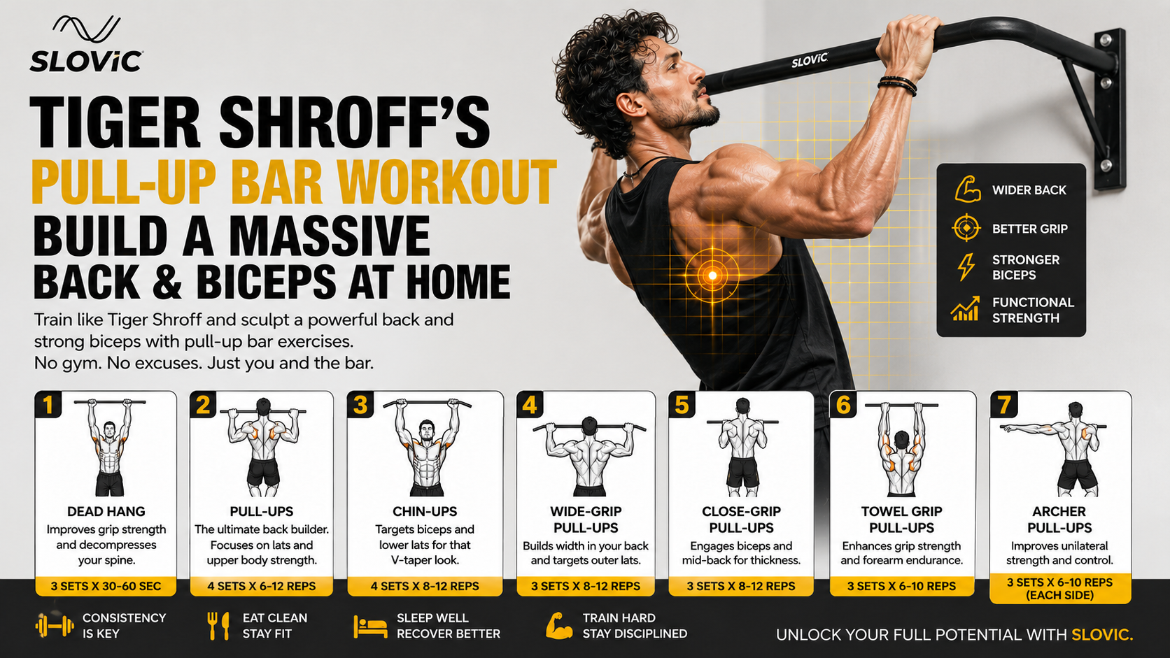 Tiger shroff back exercises with slovic pull up bar 