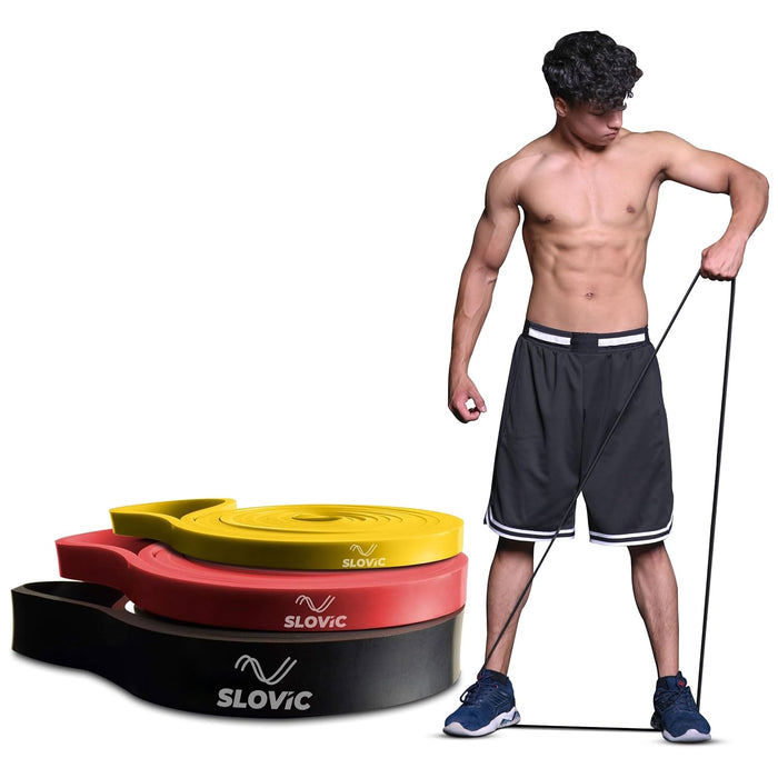 SLOVIC Resistance Band Pull up Training Bands for Calisthenics (Red+Black+Yellow)