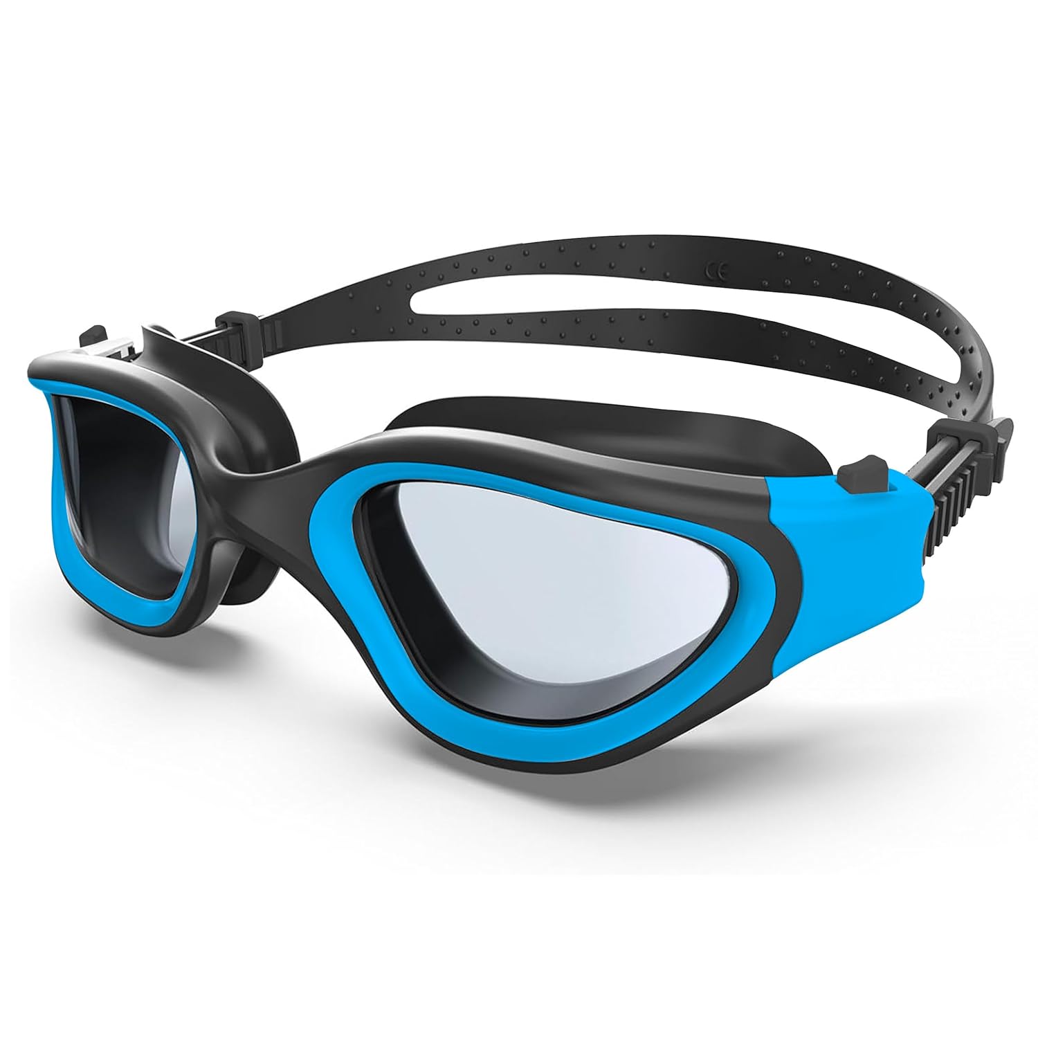 Swimming Goggles for Men – Anti-Fog, UV Protection, Easy-Adjust & Tangle-Free (Blue & Black))