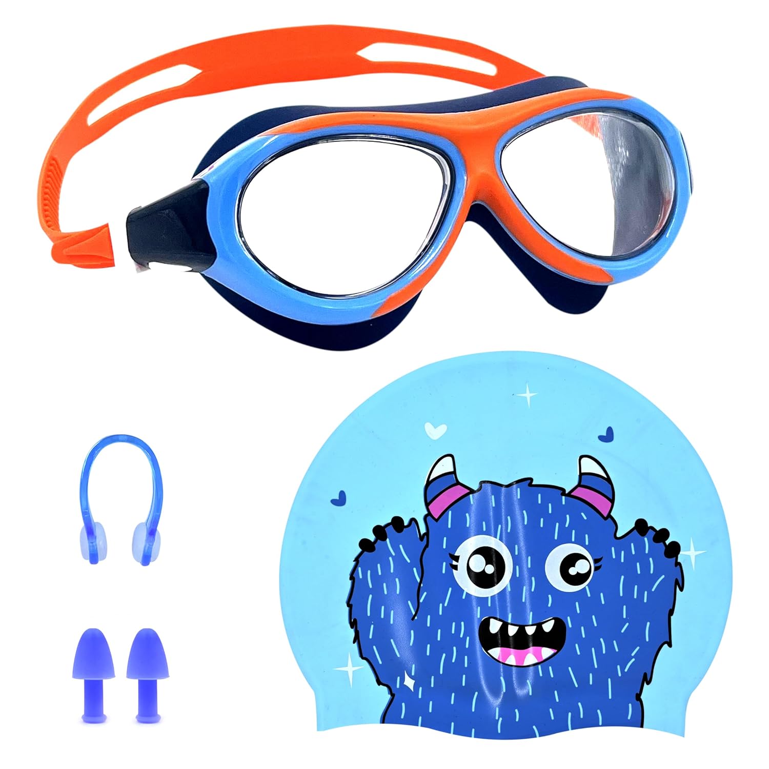 Bear Swimming Combo For Boys – Silicone Cap & Goggles | Anti-Chlorine, Tear-Resist
