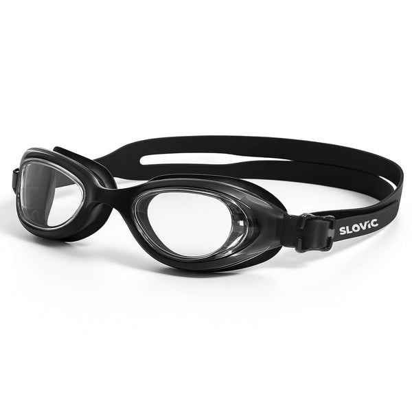 Swimming Goggles (Silicone) – Anti-Fog, UV Protection, Adjustable & Tangle-Free (Black)