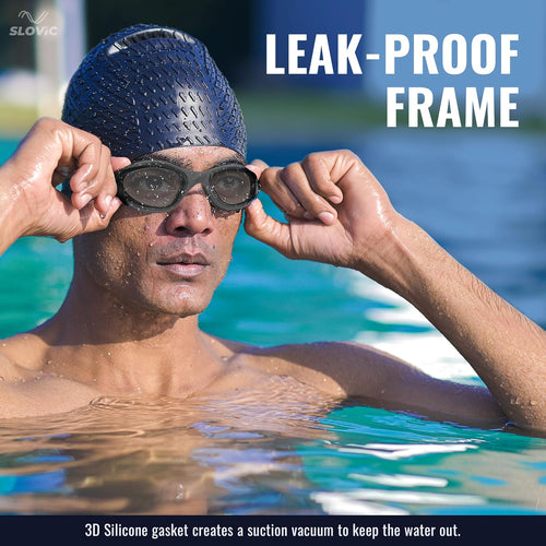 SLOVIC Swimming Goggles | Unisex | Anti-Fog & UV Protected Swimming Glasses (Black)