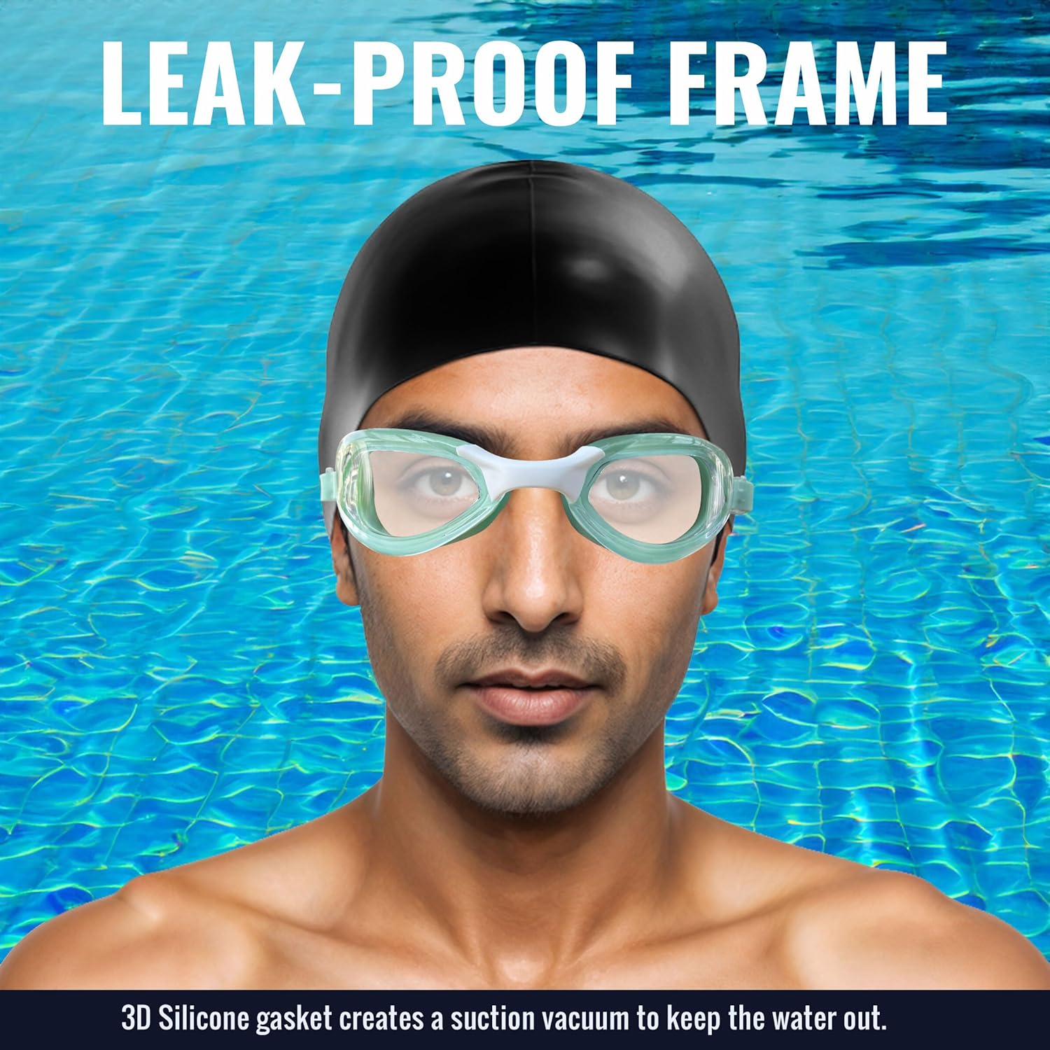 Swimming Goggles (Full-Rim) – Anti-Fog, UV Protection, Adjustable & Tangle-Free (Green)