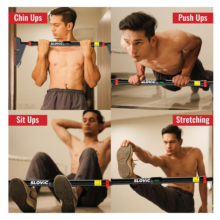 Slovic Pull Up Bar for Home | Capacity 300 KG | No Screw Pull Up Bar Wall Mounted