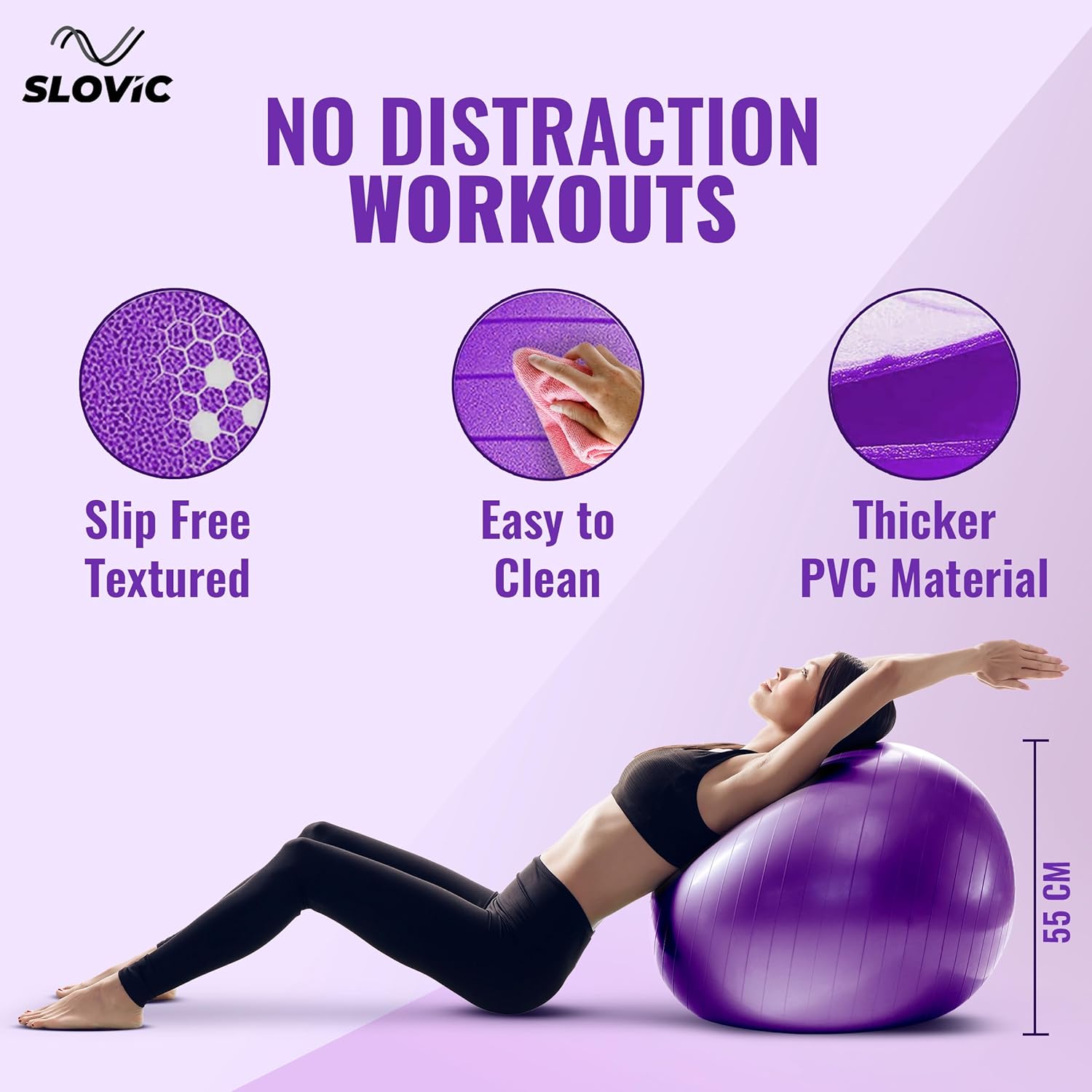 SLOVIC Gym Yoga Ball for Exercise- 55 CM