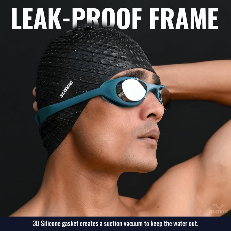 Swimming Goggles (Professional) – Anti-Fog, UV Protection, Adjustable & Tangle-Free (Blue)