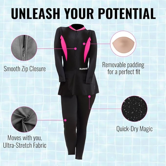 Women’s One-Piece Swimming Body Suit – Quick-Dry & Stretchy Full-Coverage Swimwear, Durable & Versatile for Beach, Pool & Water Sports (S–XXL)