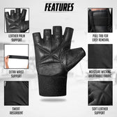 Leather Gym Gloves with Wrist Support | Padded Weightlifting Gloves