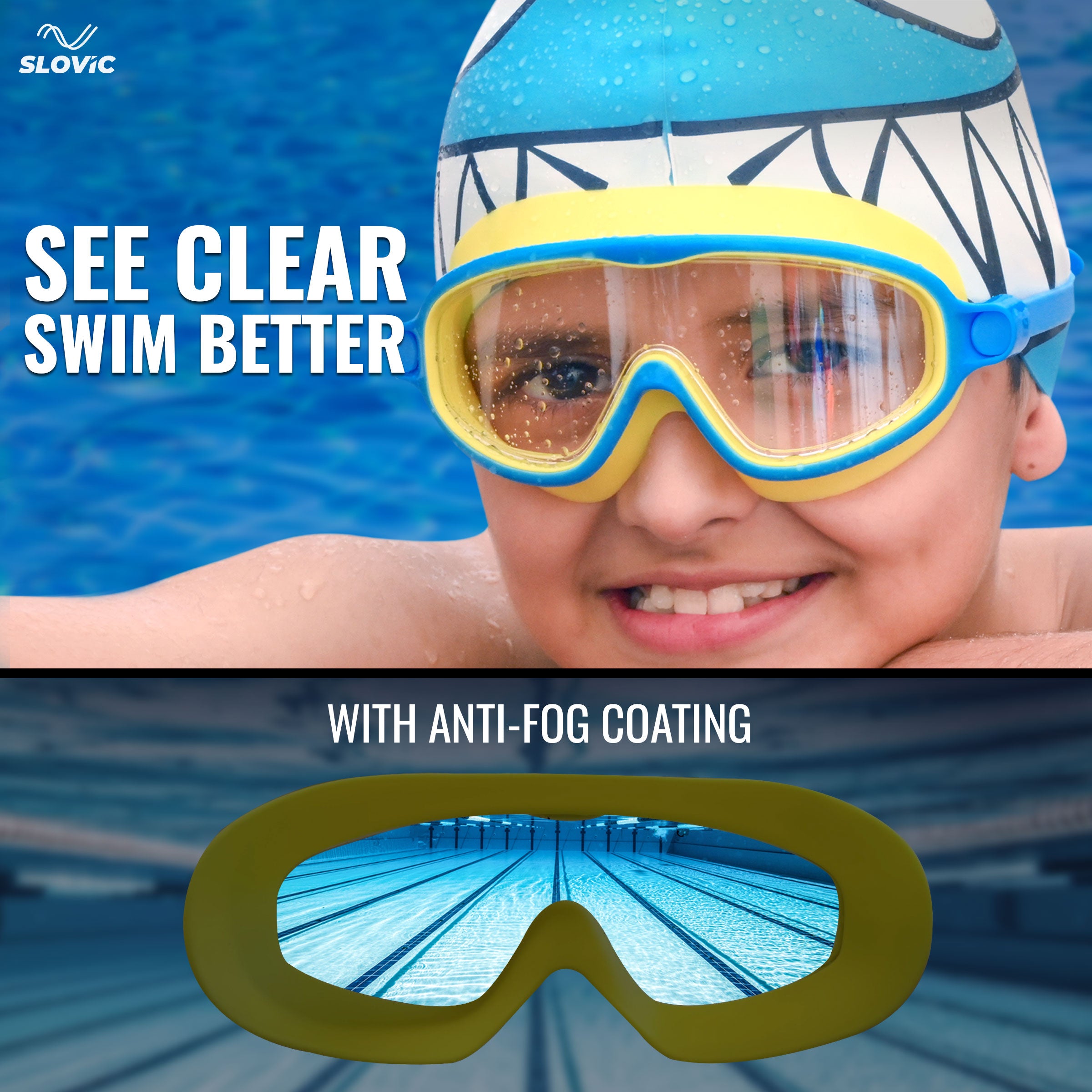 Shark Swimming Combo For Boys – Cap, Goggles & Plugs | UV, Anti-Fog, Anti-Chlorine