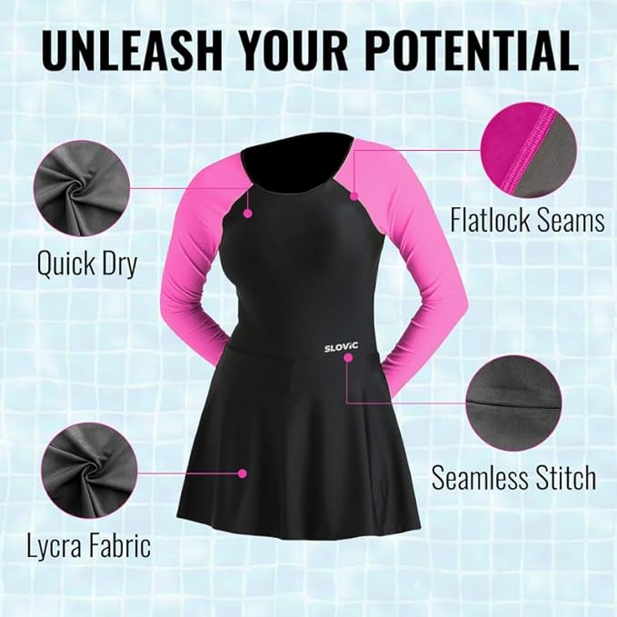 SLOVIC Swimming Costume for women | Quick Dry & Chlorine Resistance Material