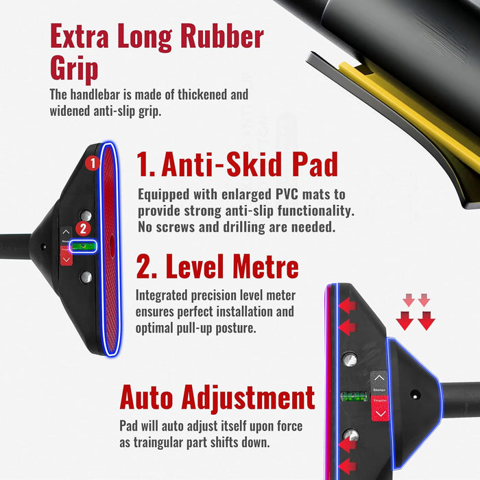 Slovic Pull Up Bar for Home | Capacity 200 KG | No Screw Pull Up Bar Wall Mounted