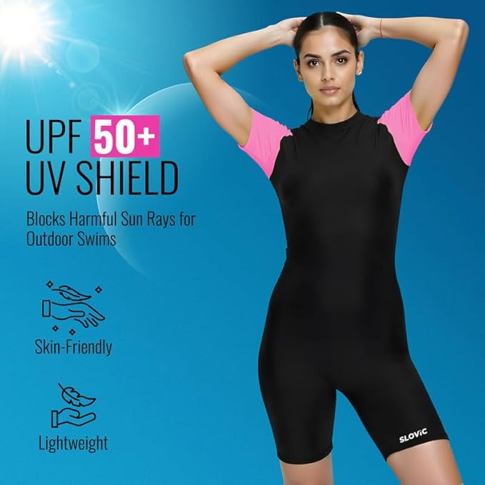 Women’s Half-Coverage One-Piece Swimsuit – Quick-Dry & Stretchy Plunge Neck Design, Full Back Coverage, High-Cut Legs, Versatile for Beach & Pool (S–XXL)