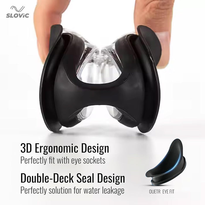 SLOVIC Swimming Goggles | Unisex | Anti-Fog & UV Protected Swimming Glasses (Black)