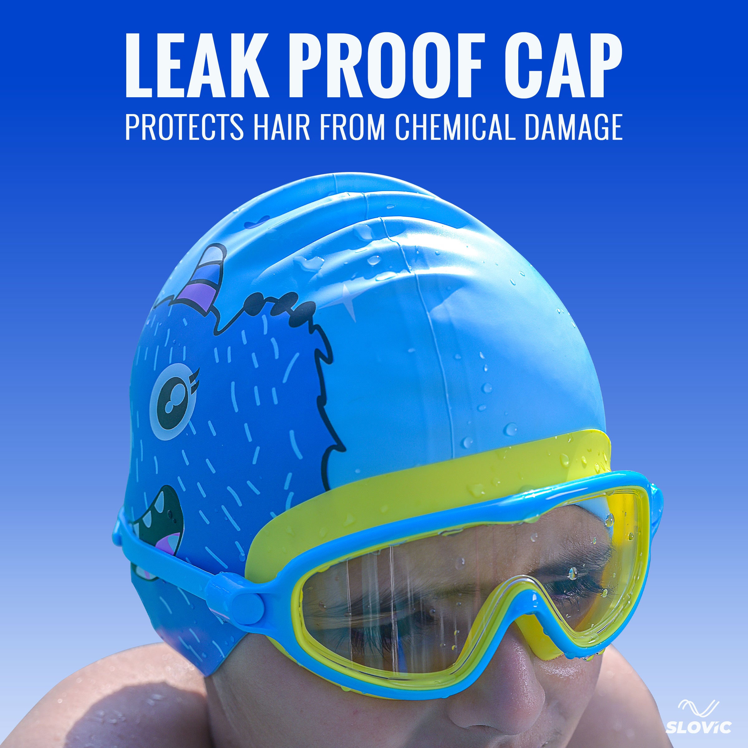 Bear Swimming Combo For Boys – Silicone Cap + Goggles | Anti-Chlorine, Tear-Resist