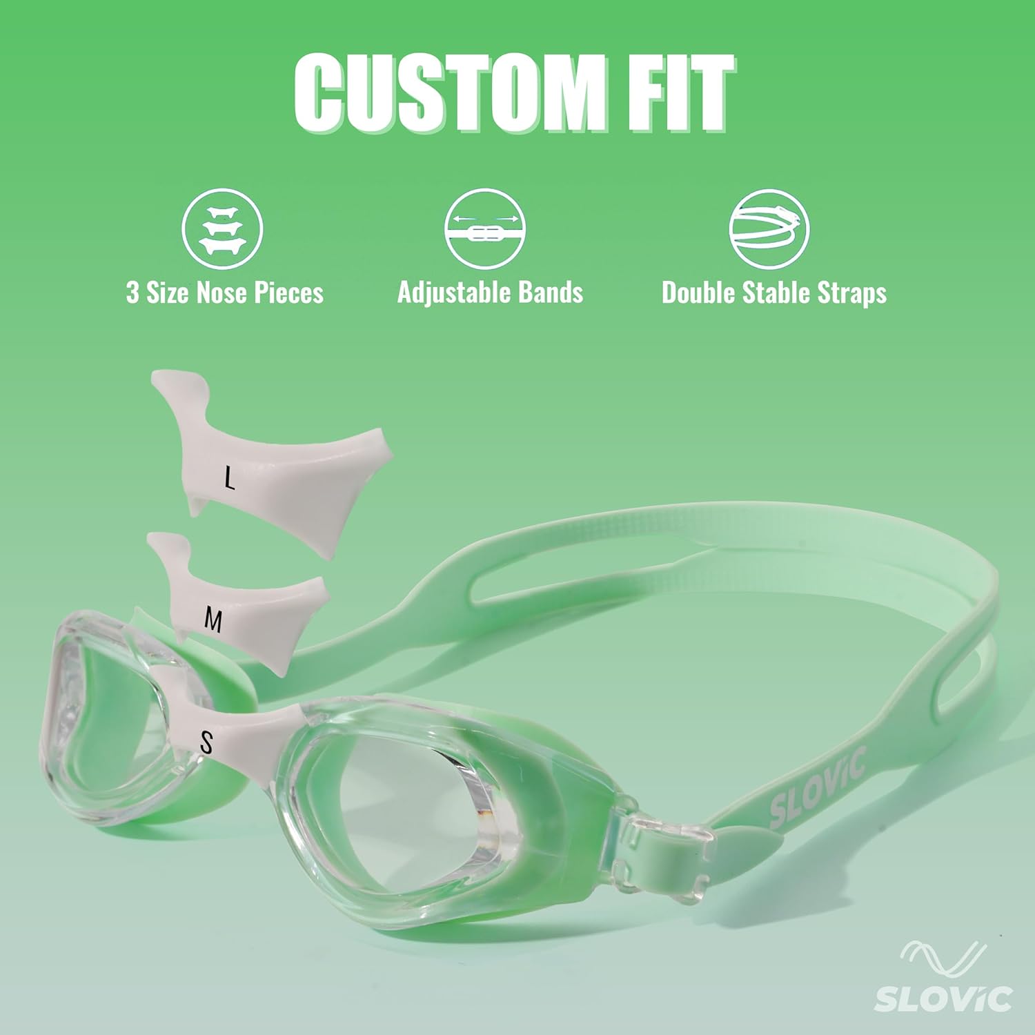 Swimming Goggles (Full-Rim) – Anti-Fog, UV Protection, Adjustable & Tangle-Free (Green)