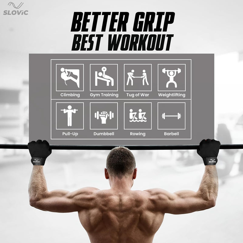 Leather Gym Gloves with Wrist Support | Padded Weightlifting Gloves