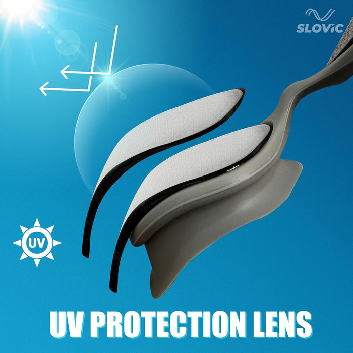 SLOVIC Swimming Goggles | Unisex | Anti-Fog & UV Protected Swimming Glasses (Grey)
