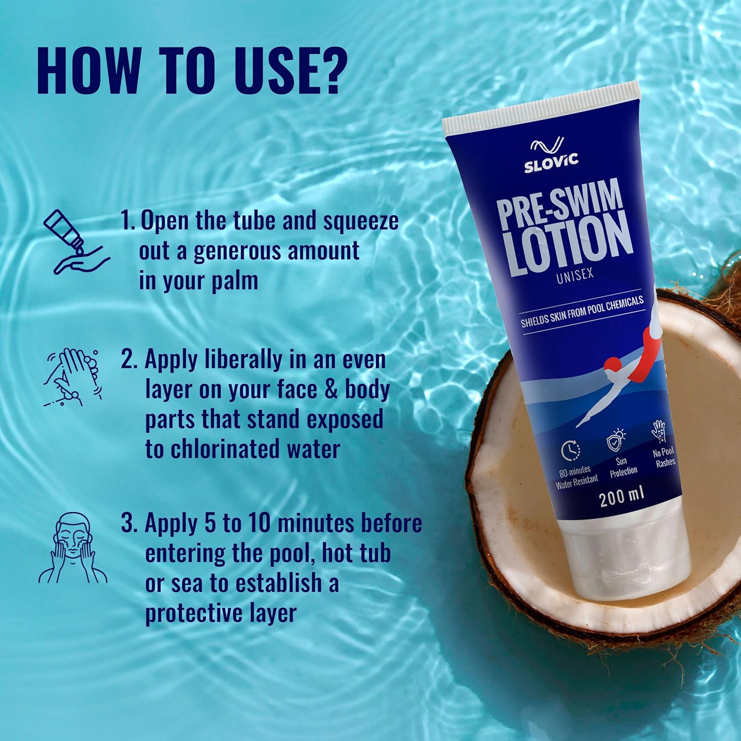 Pre Swim Lotion for Kids 200ml - Apply Before Swimming