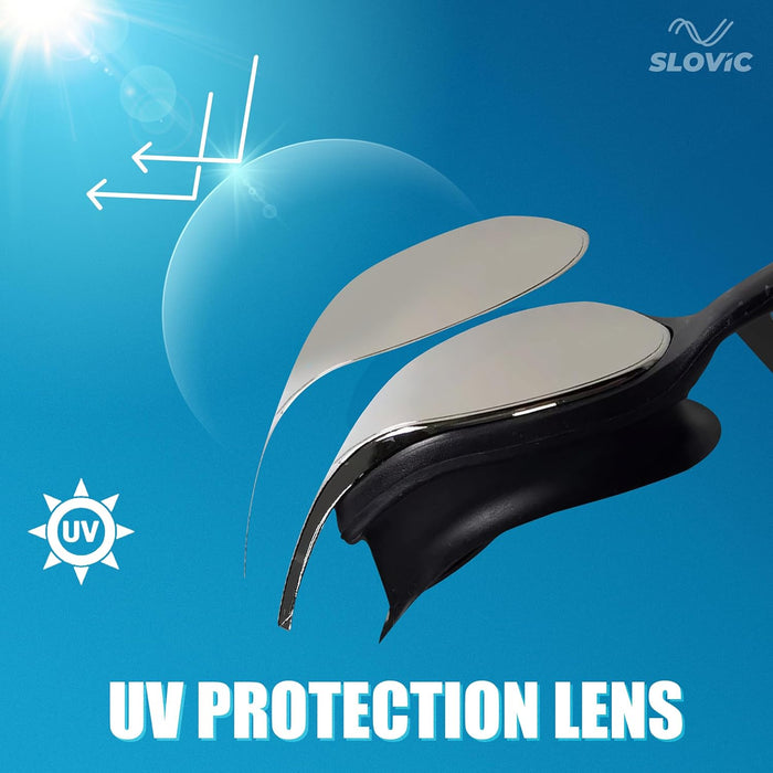 SLOVIC Swimming Goggles | Unisex | Anti-Fog & UV Protected Swimming Glasses (Black)