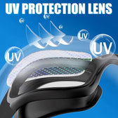 Swimming Goggles (Silicone) – Anti-Fog, UV Protection, Adjustable & Tangle-Free (Black)