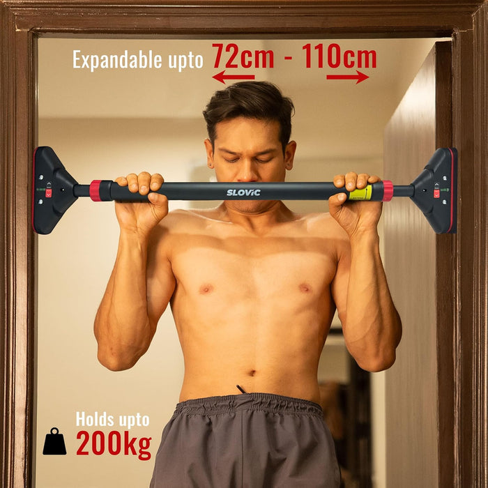 Slovic Pull Up Bar for Home | Capacity 200 KG | No Screw Pull Up Bar Wall Mounted