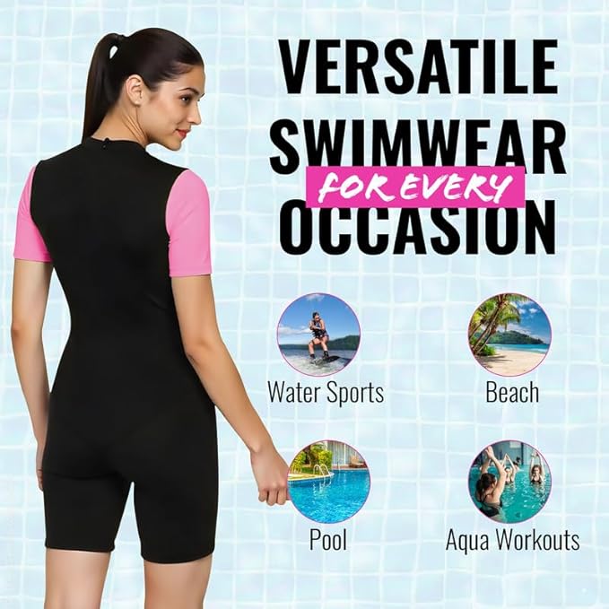 Women’s Half-Coverage One-Piece Swimsuit – Quick-Dry & Stretchy Plunge Neck Design, Full Back Coverage, High-Cut Legs, Versatile for Beach & Pool (S–XXL)
