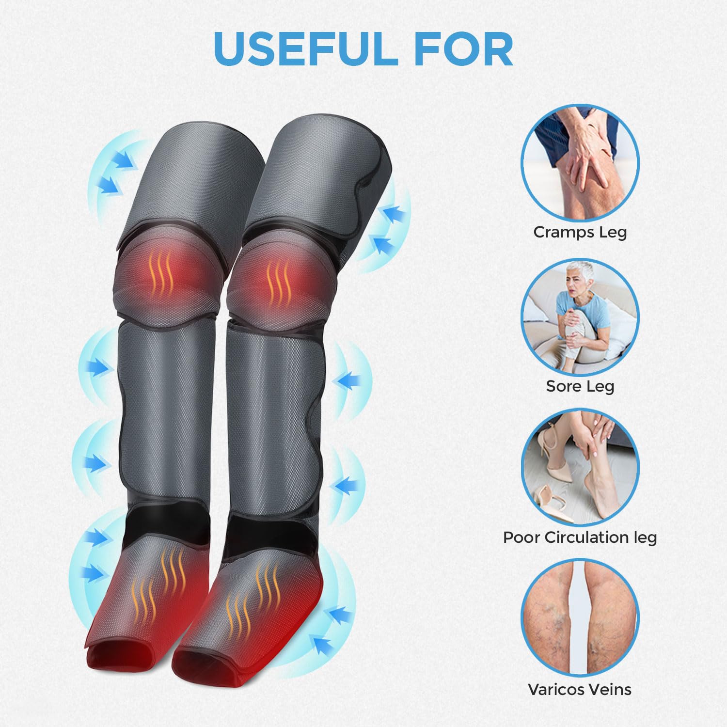 Massager Machine for Pain Relief | 2 Heat Modes | Air Leg Compressor
