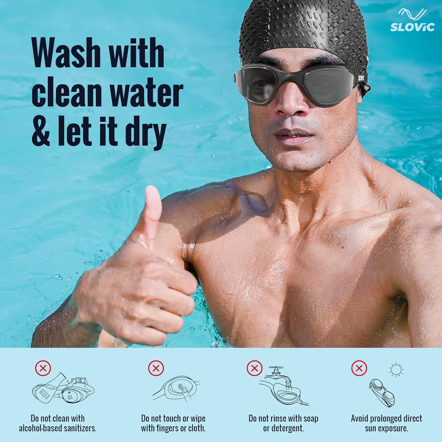 Essential Swimming Goggles for Men – Anti-Fog, UV Protection, Easy-Adjust & Tangle-Free (Black)
