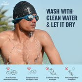 Swimming Goggles (Professional) – Anti-Fog, UV Protection, Adjustable & Tangle-Free (Blue)