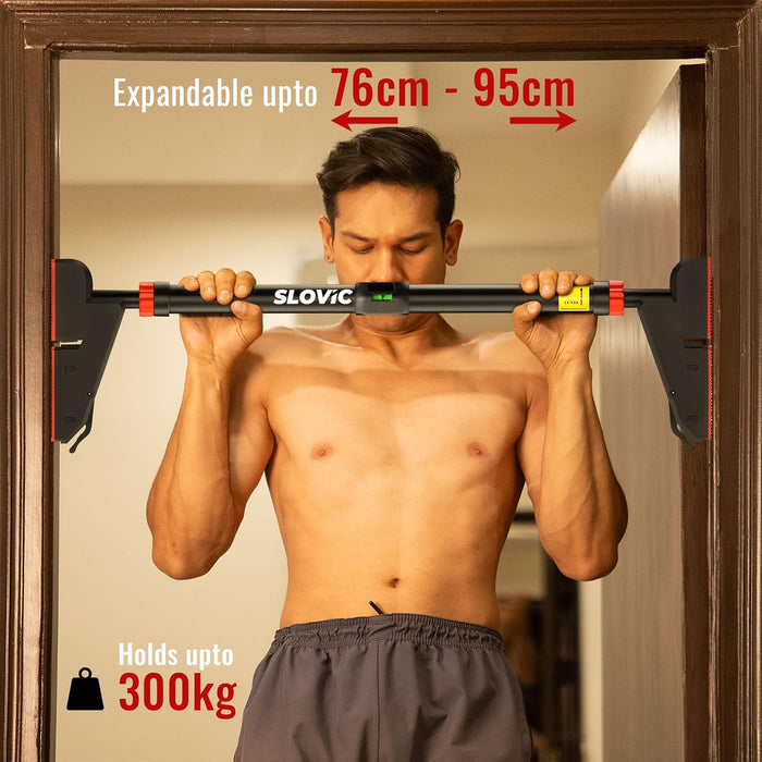 Slovic Pull Up Bar for Home | Capacity 300 KG | No Screw Pull Up Bar Wall Mounted